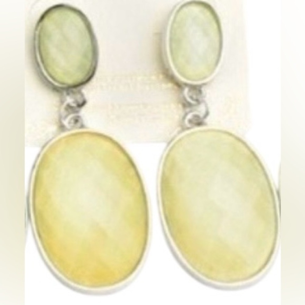2/$15 Gemstone Drop Earrings | Silver Tone Yellow Stone Dangle Earrings